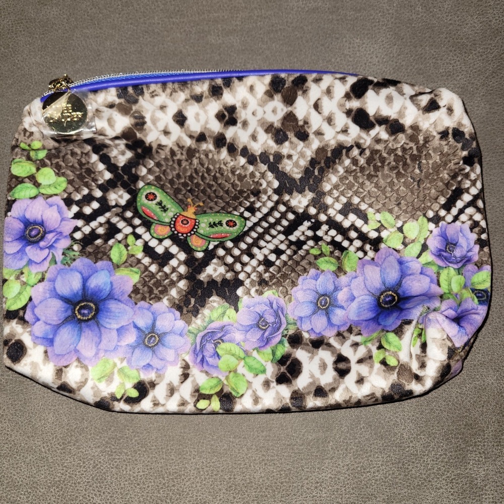ESTEE LAUDER Snake / Floral‎ Print Makeup Cosmetic Bag  With Zipper-New wot